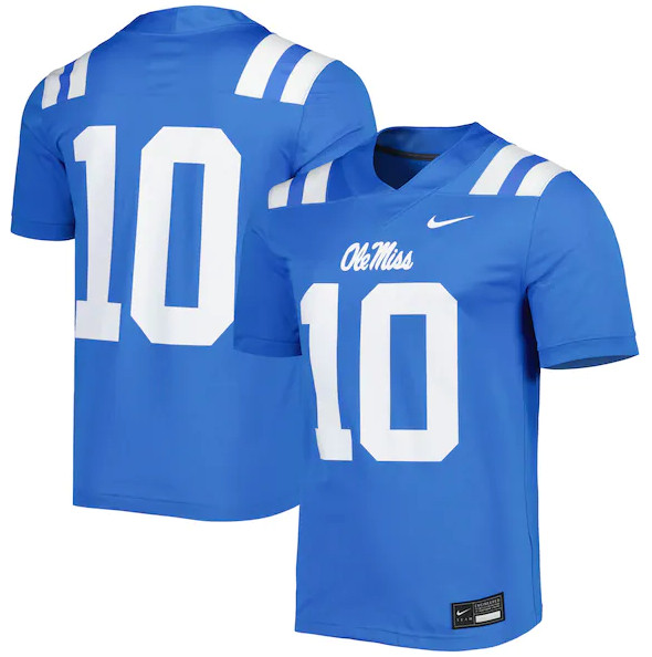 Ole Miss Rebels #10 Blue Stitched Jersey